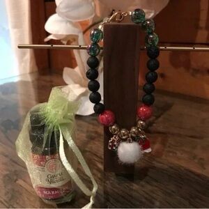 Black Lava Bead Charm Bracelet and Essential Oil Set